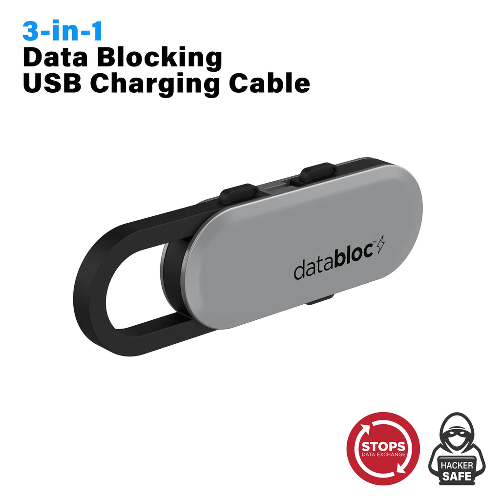 Databloc 3-in-1 Data Blocking Micro USB, Type C, Dual Tip Charging Cable - Eyebloc